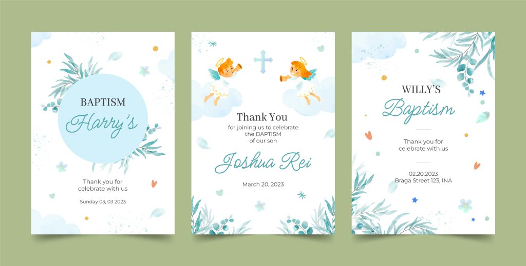 nowoczesne zaproszenia na chrzest - propozycja kartki